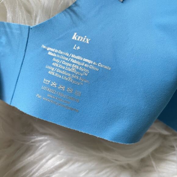 Knix Revolution Wireless Wire Free Seamless V Neck Bra Blue Floral 36 D DD 1+ - Picture 10 of 12